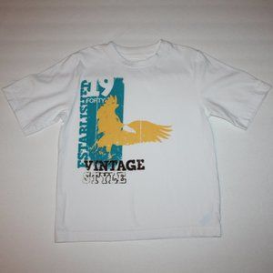 Vibrations Boy's White Vintage Style Graphic T Shirt Top size 6
